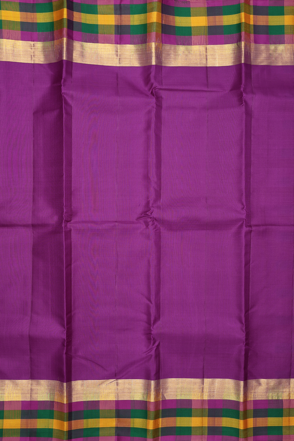 Kanchipuram Silk Saree In Purple With Checks Border