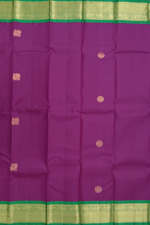 Kanchipuram Silk Saree In Grape Purple With Chakram Buttas