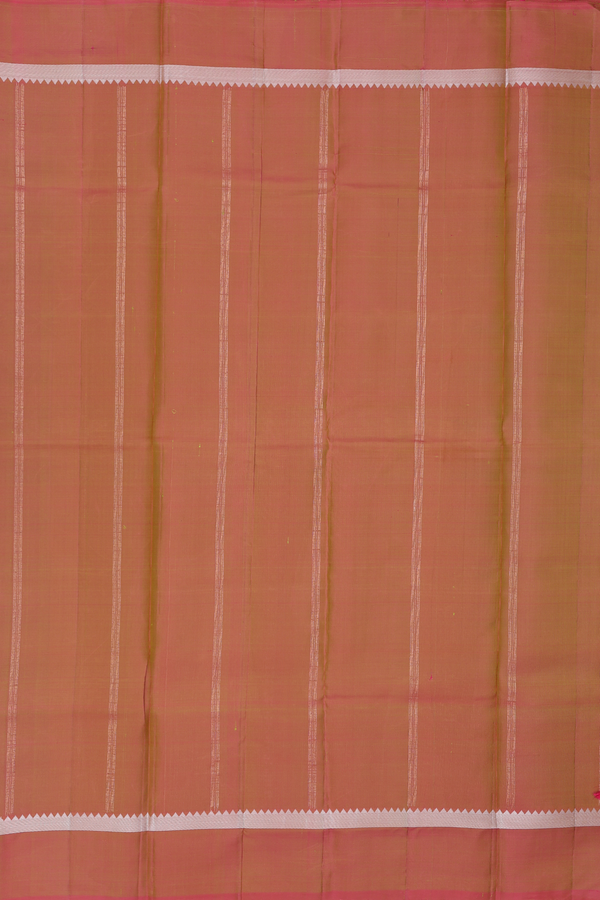 Kanchipuram Silk Saree In Parrot Green With Stripes Design