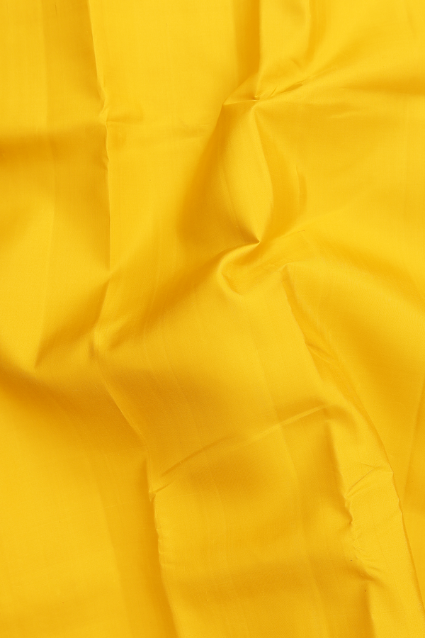 Kanchipuram Silk Saree In Honey Yellow With Contrast Border