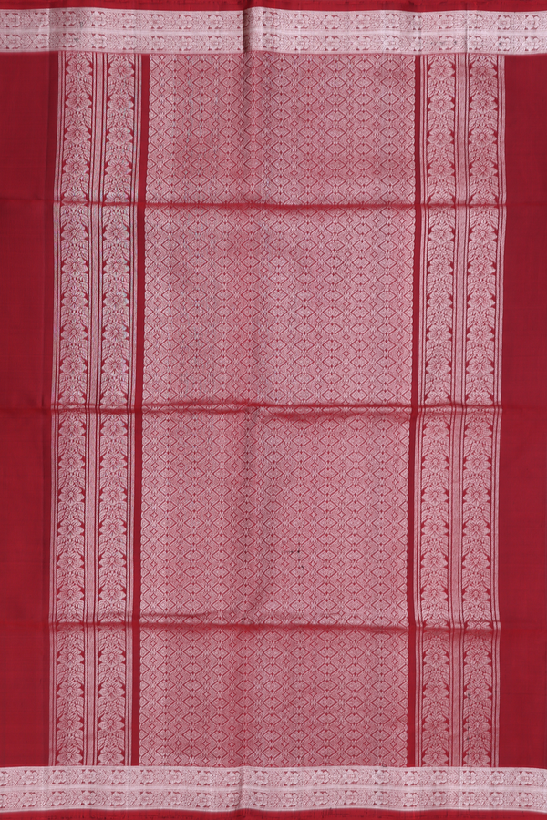 Soft Silk Saree In Rust Red With Floral Motifs