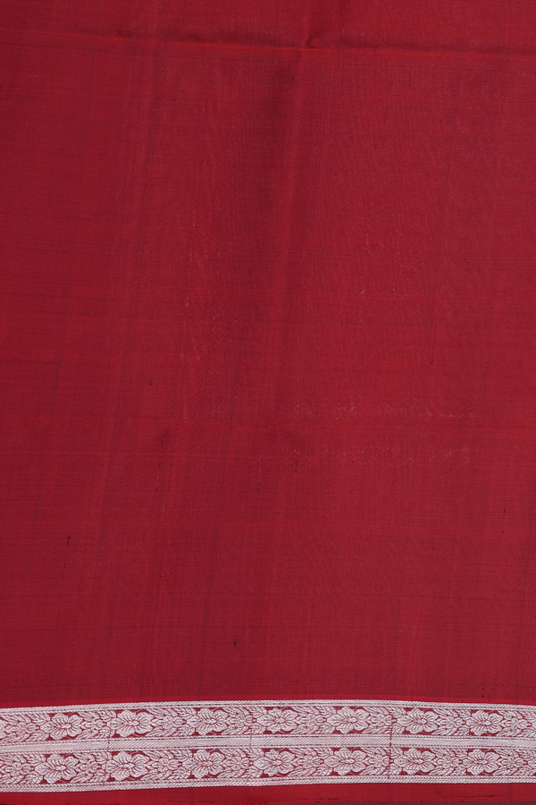 Soft Silk Saree In Rust Red With Floral Motifs