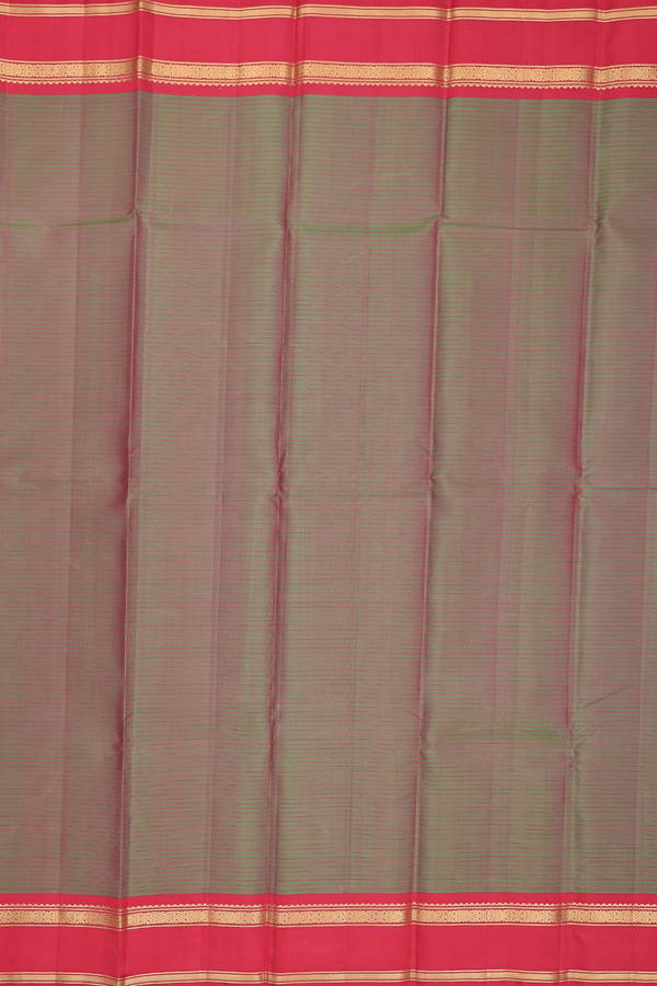 Kanchipuram Silk Saree In Dual Tone With Stripes Design