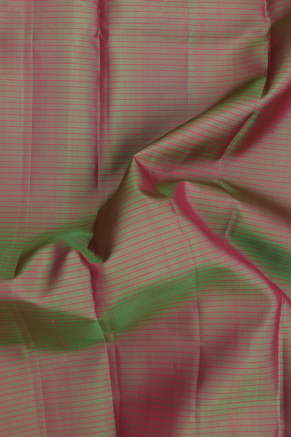 Kanchipuram Silk Saree In Dual Tone With Stripes Design