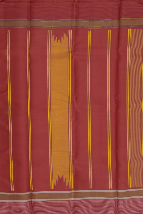 Kanchipuram Silk Saree In White And Yellow With Checks Design