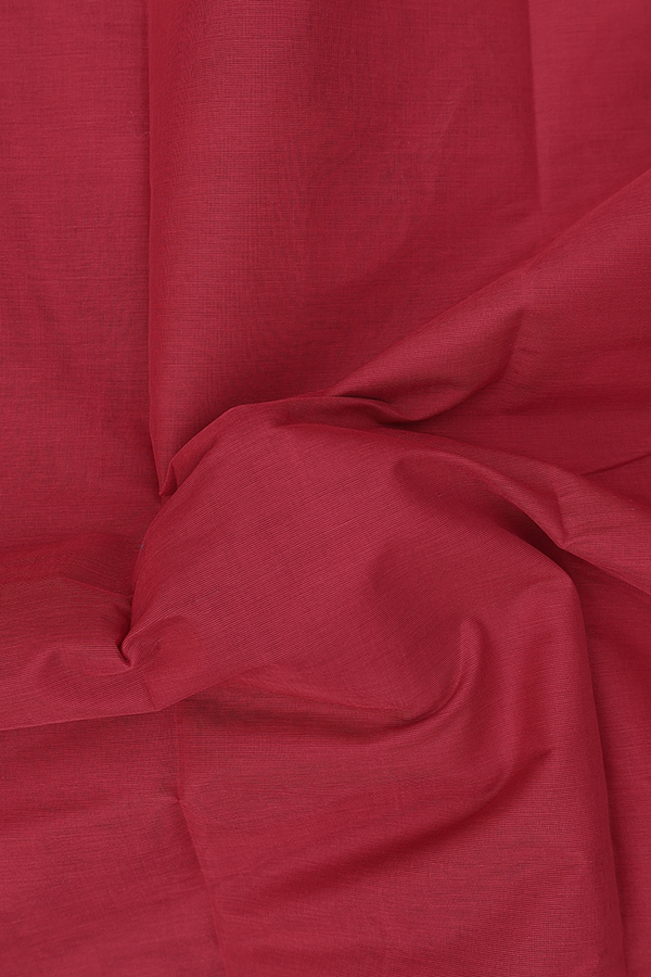 Kanchi Cotton Saree In Rose Red With Contrast Silk Border