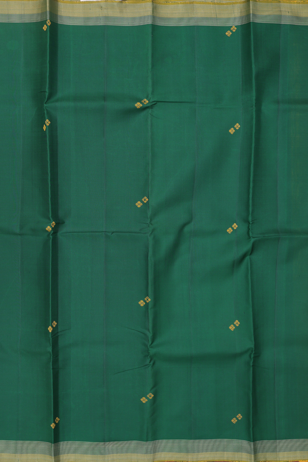 Kanchipuram Silk Saree In Green With Threadwork Buttas