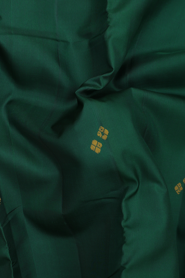 Kanchipuram Silk Saree In Green With Threadwork Buttas