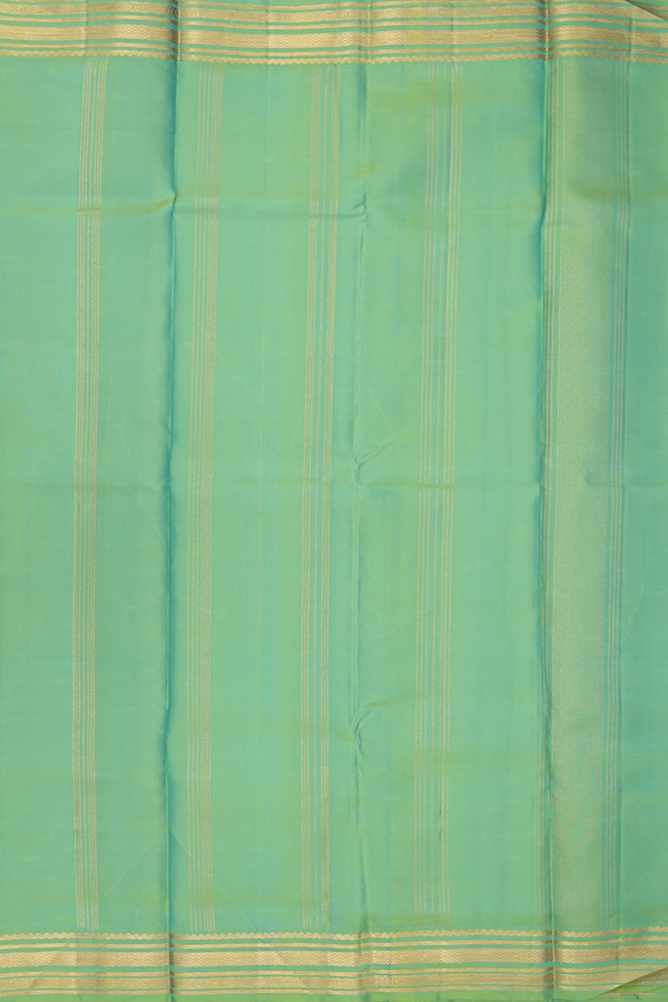 Kanchipuram Silk Saree In Cerulean Blue With Checks Design