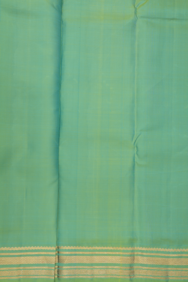 Kanchipuram Silk Saree In Cerulean Blue With Checks Design