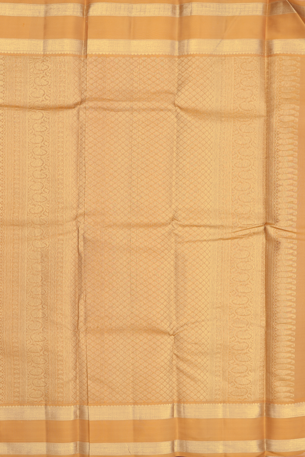 Kanchipuram Silk Saree In Cream Color With Checks Design