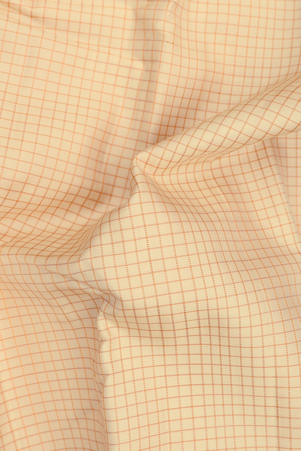 Kanchipuram Silk Saree In Cream Color With Checks Design