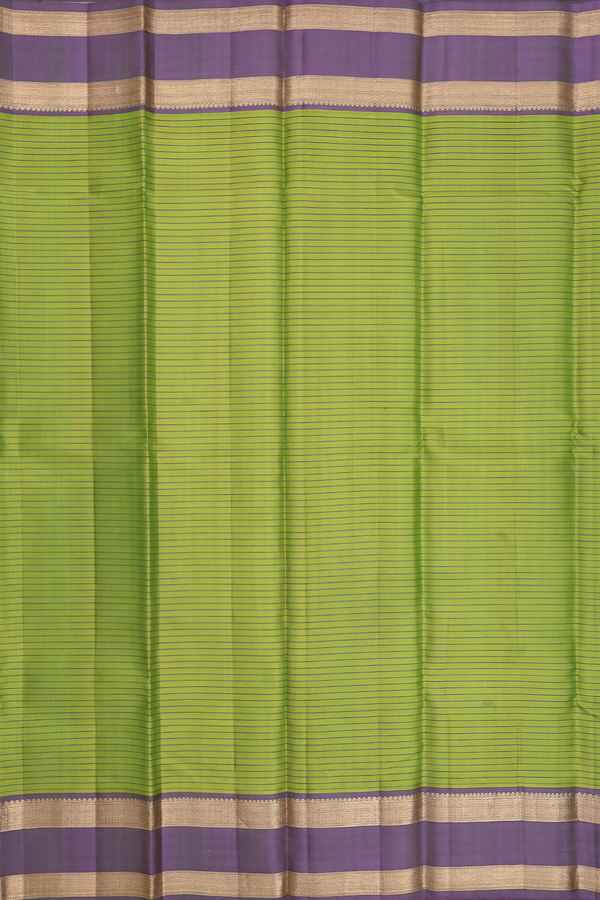Kanchipuram Silk Saree In Pear Green With Stripes Design