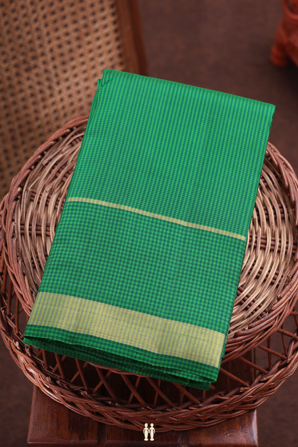Kanchipuram Silk Saree In Shades Of Green With Checks Design