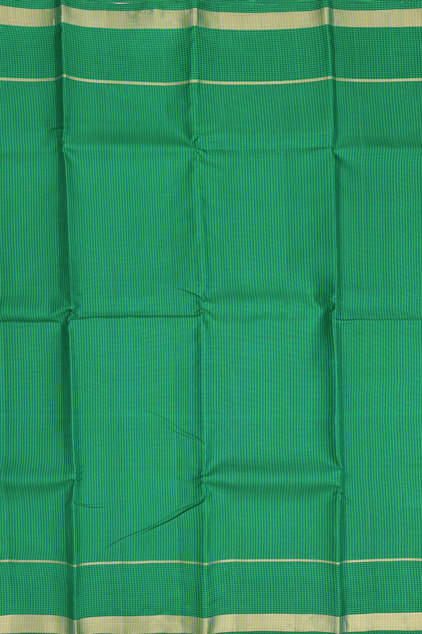 Kanchipuram Silk Saree In Shades Of Green With Checks Design