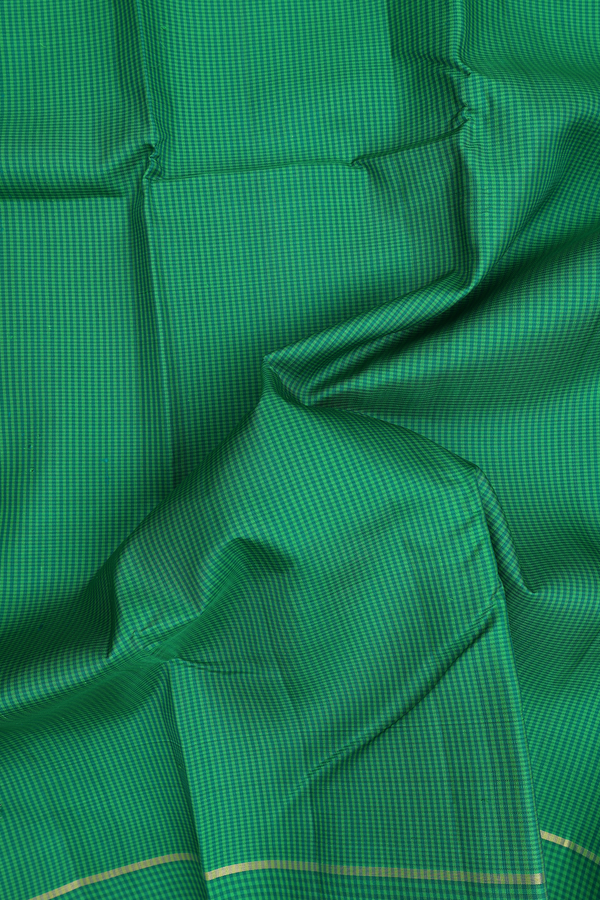 Kanchipuram Silk Saree In Shades Of Green With Checks Design