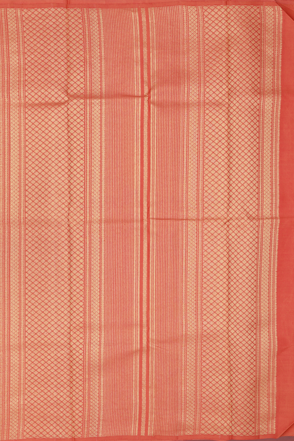 Kanchipuram Silk Saree In Spiced Orange With Zari Motifs