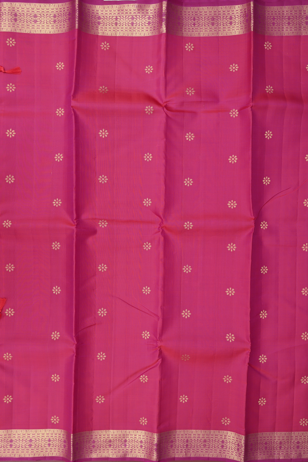 Kanchipuram Silk Saree In Deep Mulberry With Floral Buttas