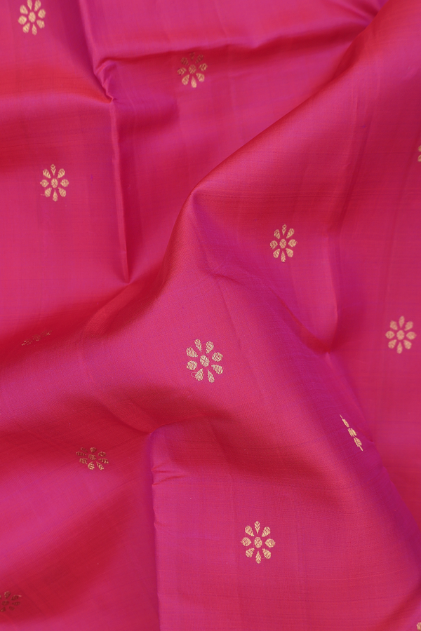 Kanchipuram Silk Saree In Deep Mulberry With Floral Buttas