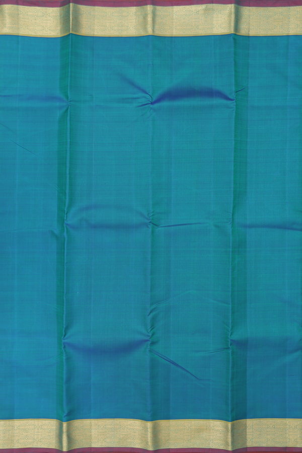 Kanchipuram Silk Saree In Teal Blue With Contrast Border