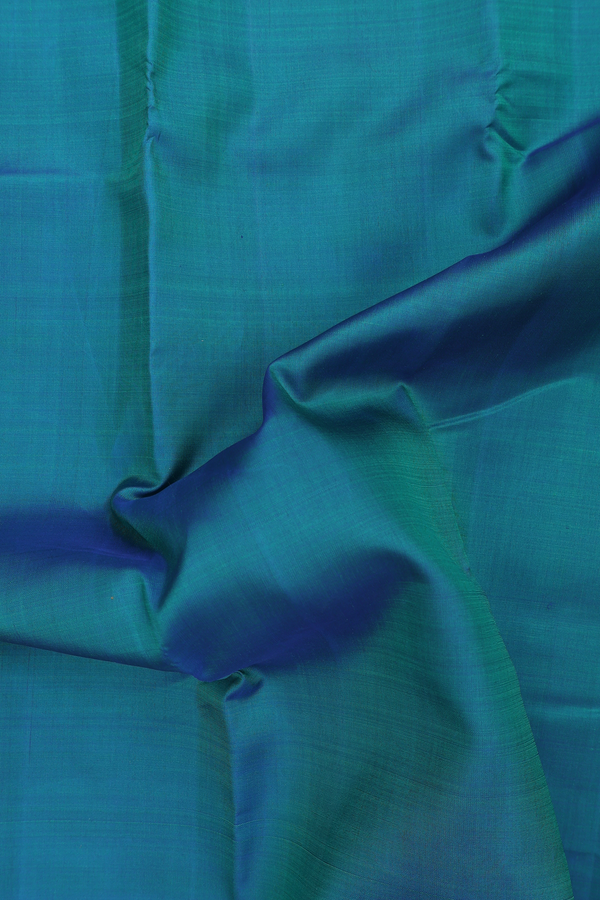 Kanchipuram Silk Saree In Teal Blue With Contrast Border