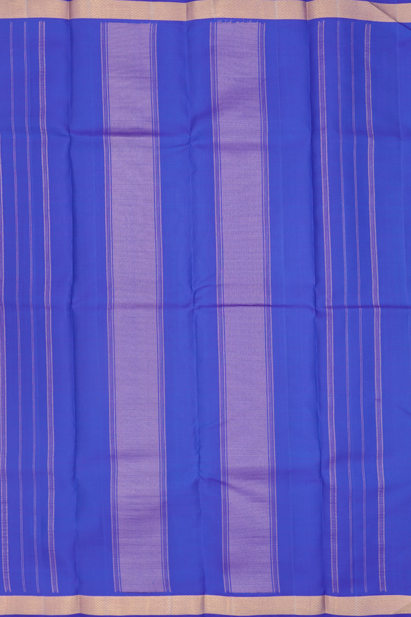 Kanchipuram Silk Saree In Indigo Blue With Zari Border