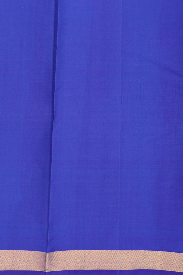 Kanchipuram Silk Saree In Indigo Blue With Zari Border