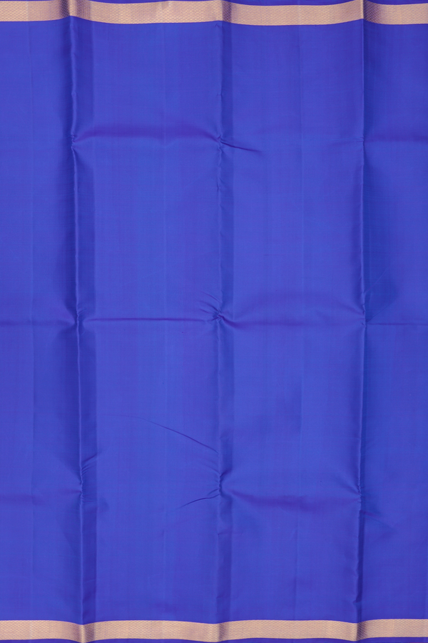 Kanchipuram Silk Saree In Indigo Blue With Zari Border