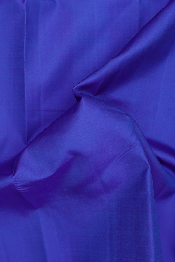 Kanchipuram Silk Saree In Indigo Blue With Zari Border