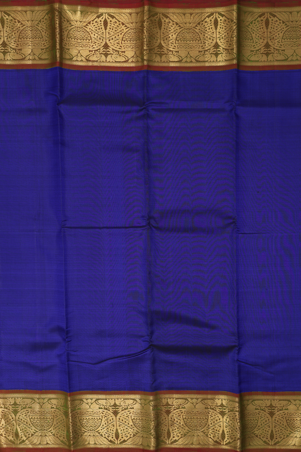 Kanchipuram Silk Saree In Royal Blue With Zari Border