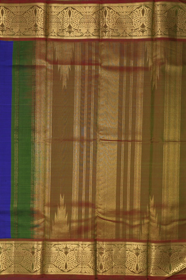 Kanchipuram Silk Saree In Royal Blue With Zari Border