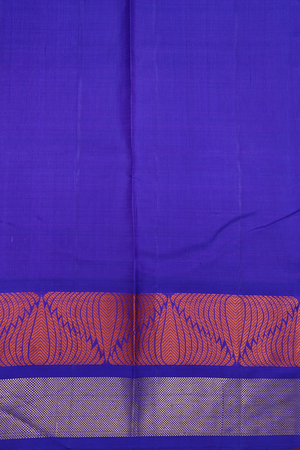 Kanchipuram Silk Saree In Rust Orange With Paisley Buttas