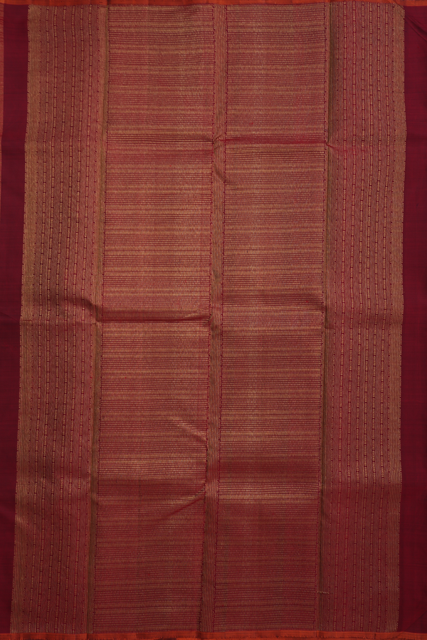 Kanchipuram Silk Saree In Ruby Red With Zari Motifs