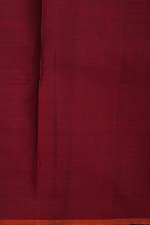 Kanchipuram Silk Saree In Ruby Red With Zari Motifs