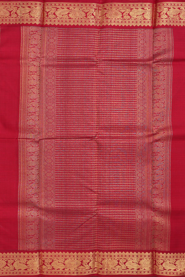 Kanchipuram Silk Saree In Green And Yellow With Checks Design