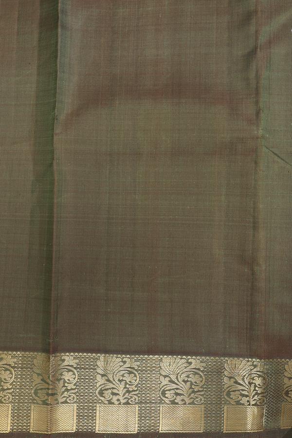 Kanchipuram Silk Saree Cardamom Green With Jacquard Pattern