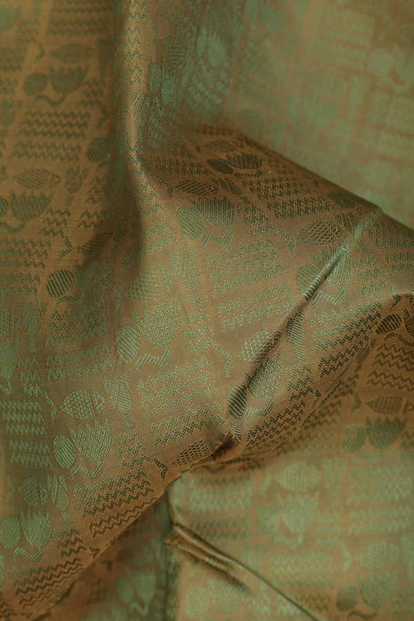 Kanchipuram Silk Saree Cardamom Green With Jacquard Pattern