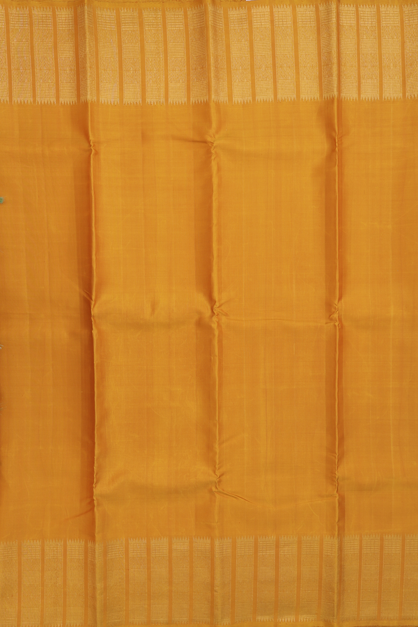 Kanchipuram Silk Saree In Plain Ochre Orange With Zari Border