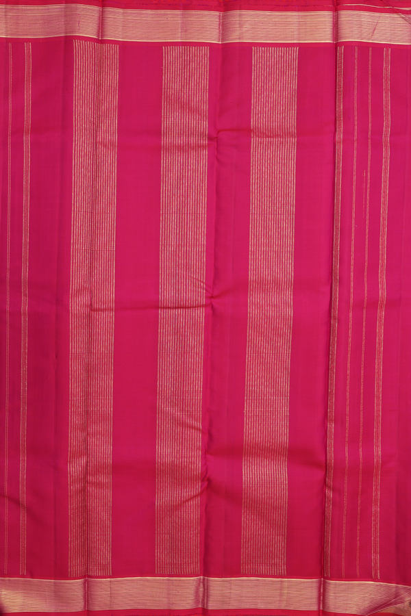 Kanchipuram Silk Saree In Red With Stripes Design