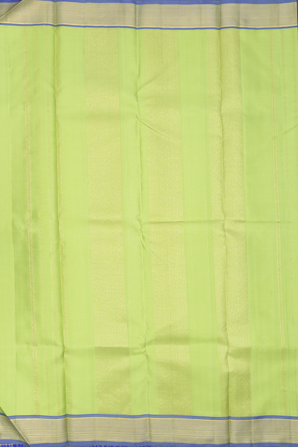 Kanchipuram Silk Saree In Green And Blue With Stripes Design