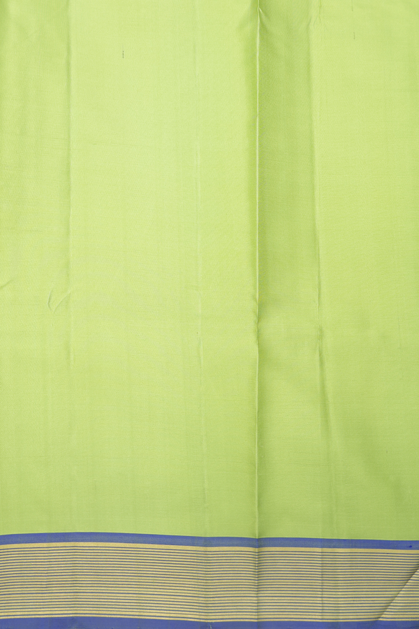 Kanchipuram Silk Saree In Green And Blue With Stripes Design