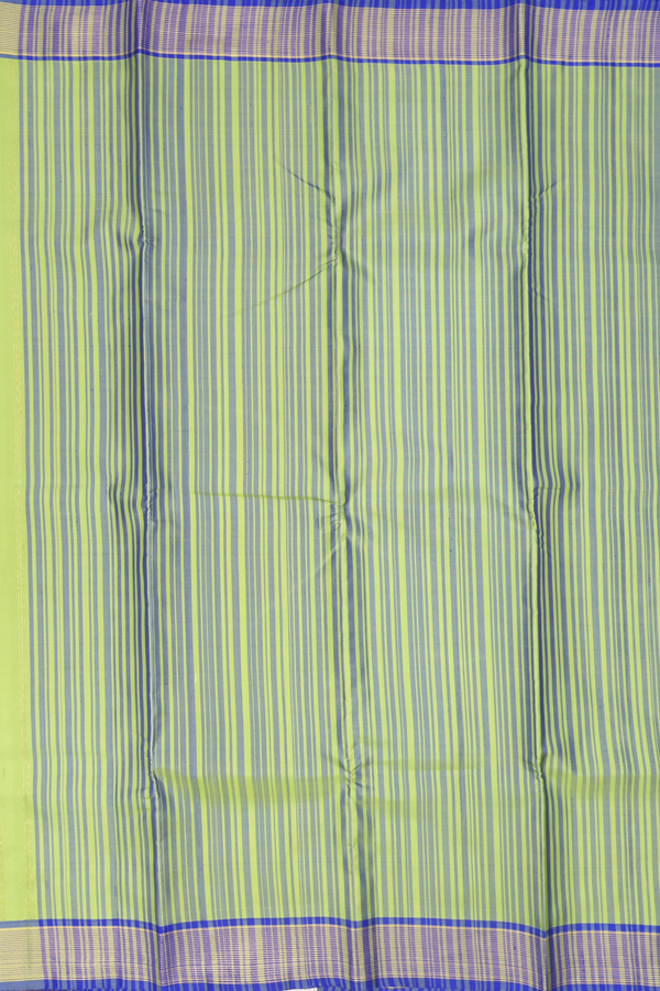 Kanchipuram Silk Saree In Green And Blue With Stripes Design
