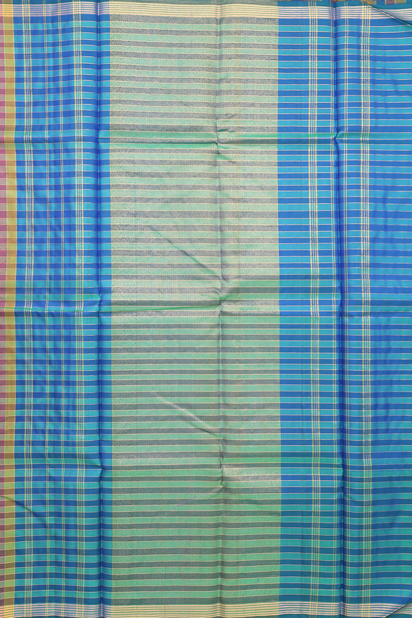 Kanchipuram Silk Saree In Multicolor With Checks Design