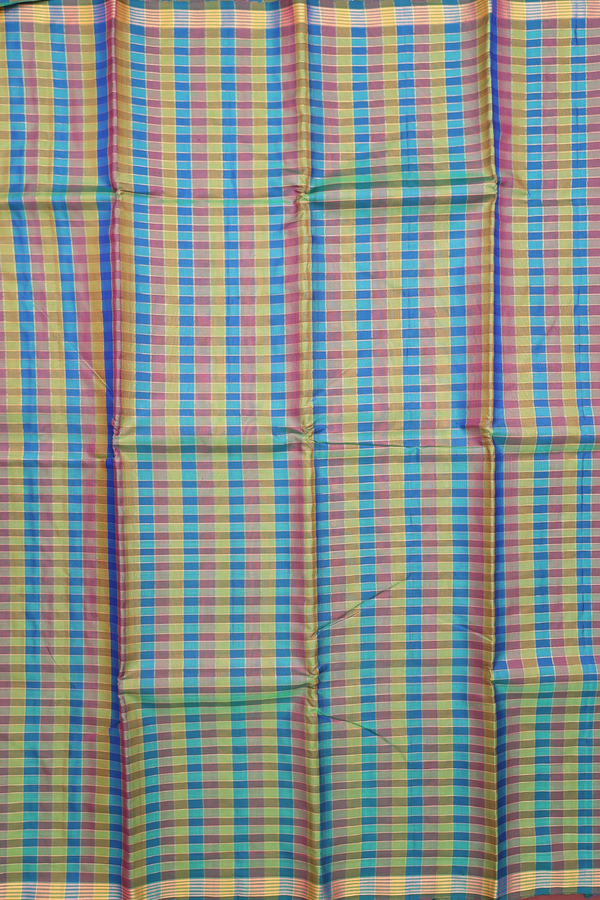 Kanchipuram Silk Saree In Multicolor With Checks Design