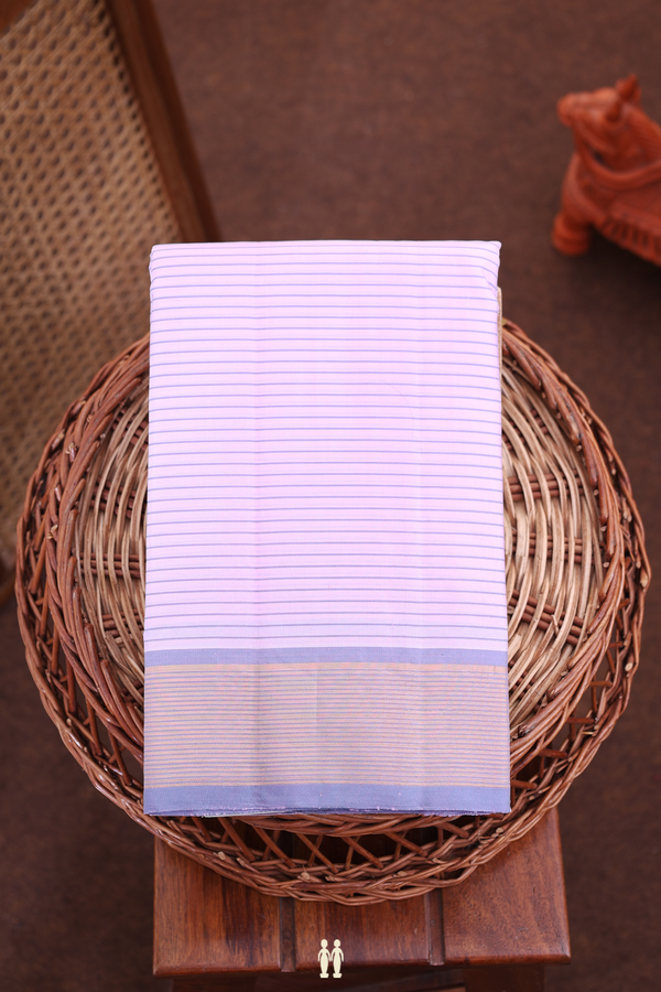 Kanchipuram Silk Saree In Lilac Pink With Stripes Design