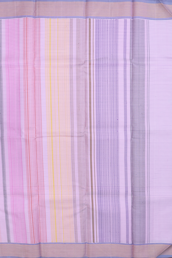 Kanchipuram Silk Saree In Lilac Pink With Stripes Design