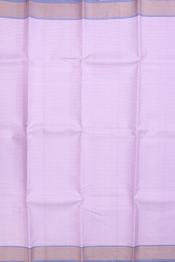 Kanchipuram Silk Saree In Lilac Pink With Stripes Design