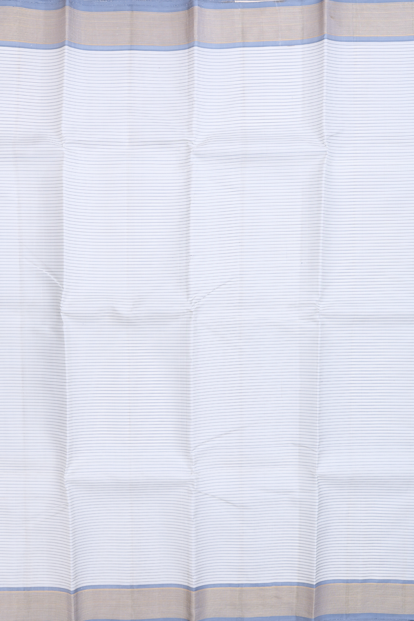 Kanchipuram Silk Saree In White With Stripes Design