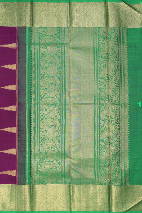 Kanchipuram Silk Saree In Grape Purple With Peacock Buttas