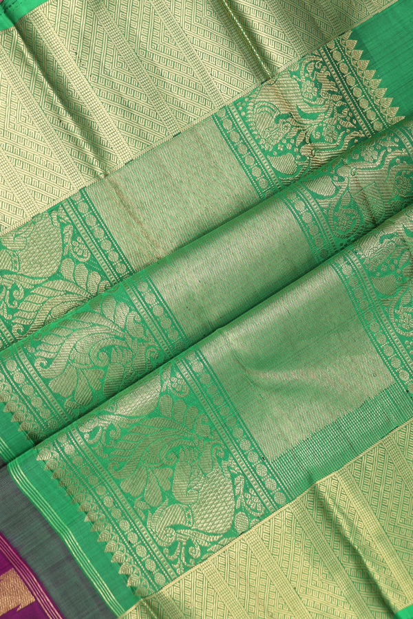 Kanchipuram Silk Saree In Grape Purple With Peacock Buttas